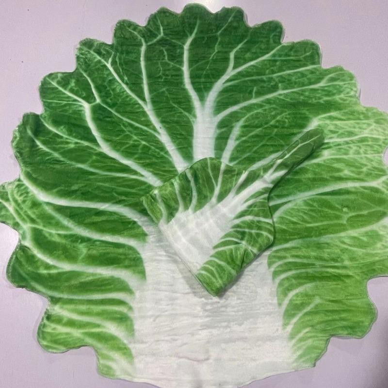 Set patura flanel si caciula Flippy, forma frunza de salata, pentru nou-nascuti, material poliester, 85 cm, verde [4]