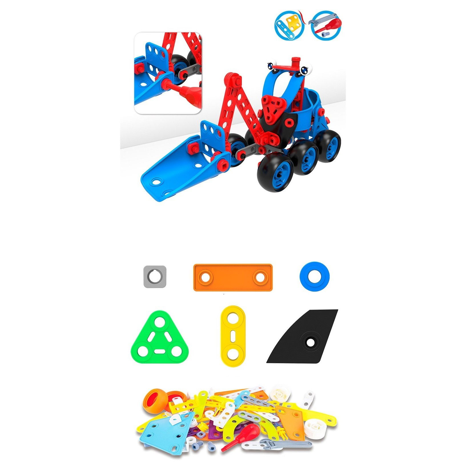 Jucarii educative - Set pentru construit masini, Flippy, Educativ si creativ, 134 piese