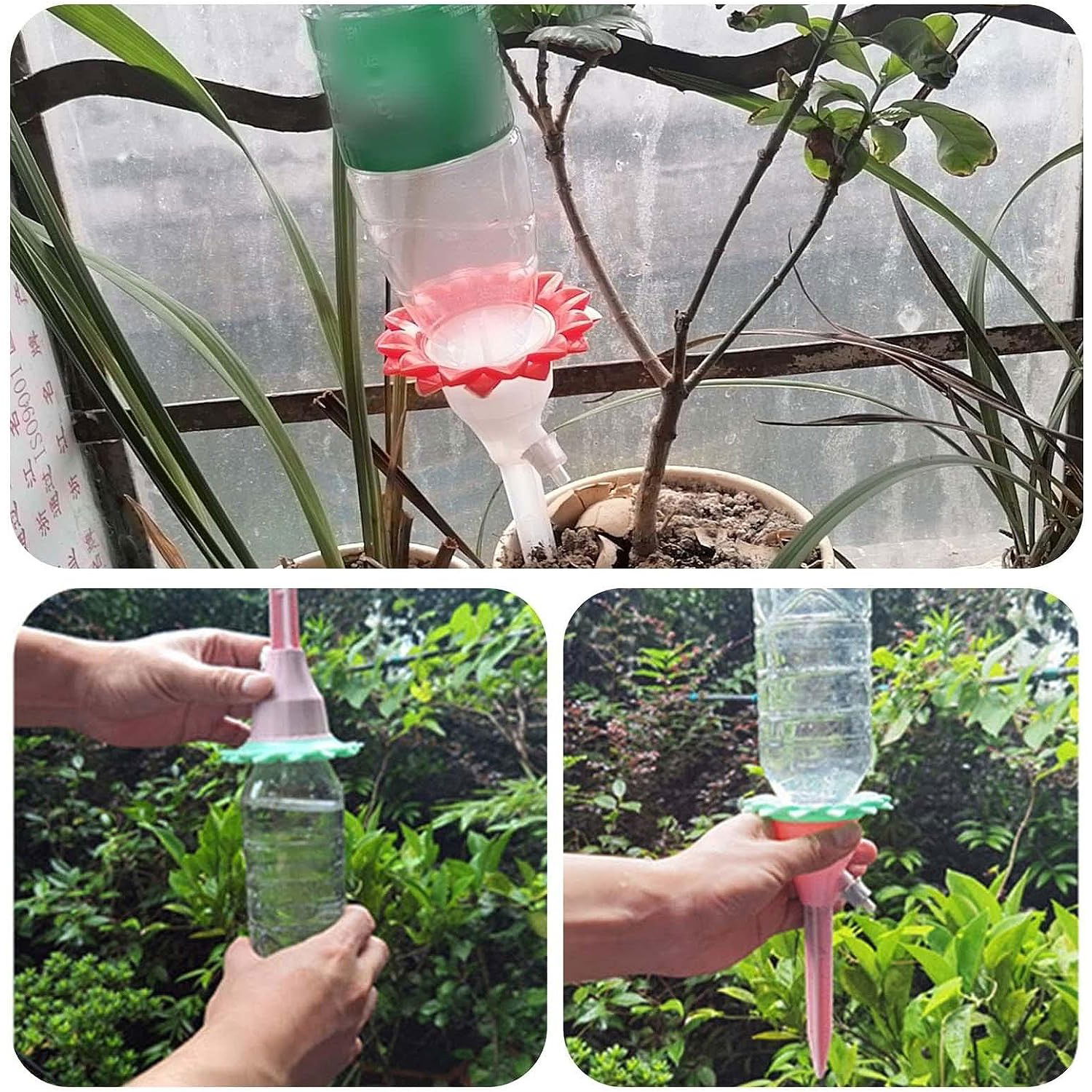 Set picuratoare cu valva pentru irigare Flippy, design floare, viteza reglabila, fixare prin infigere, practic, 16.8 x 9 cm, roz [8]