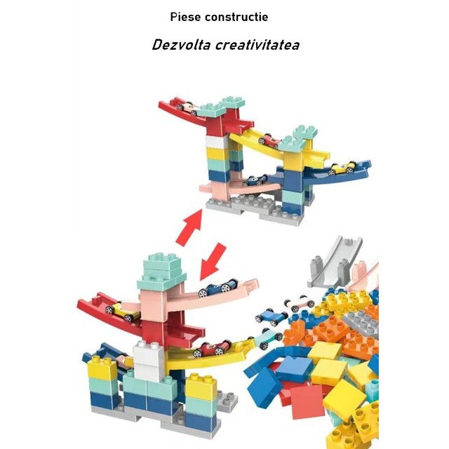 Set piese pentru constructie, Flippy, Rampa auto, 30 piese, Masinute incluse [3]