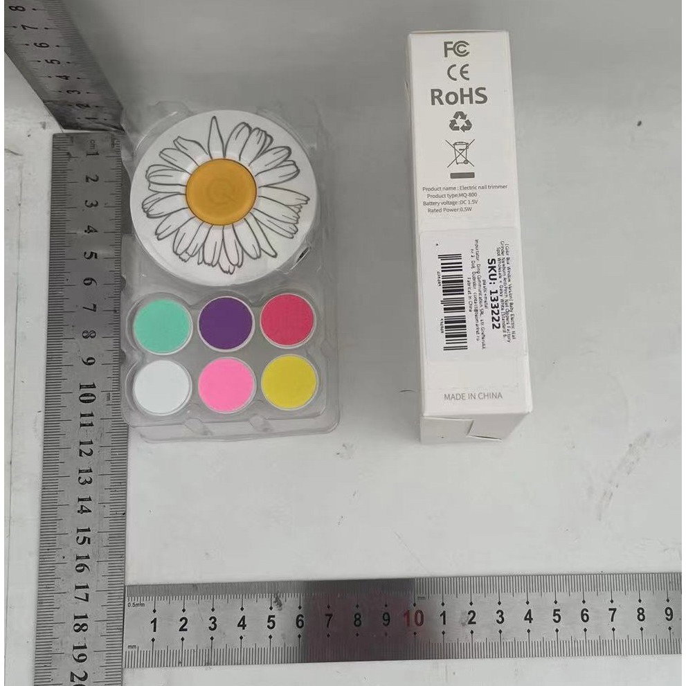 Set Pila Electrica pentru Copii si Bebelusi, Flippy, ABS, Incarcare USB, Model cu Flori, 6 Accesorii, cu Lumina LED, Alb [7]