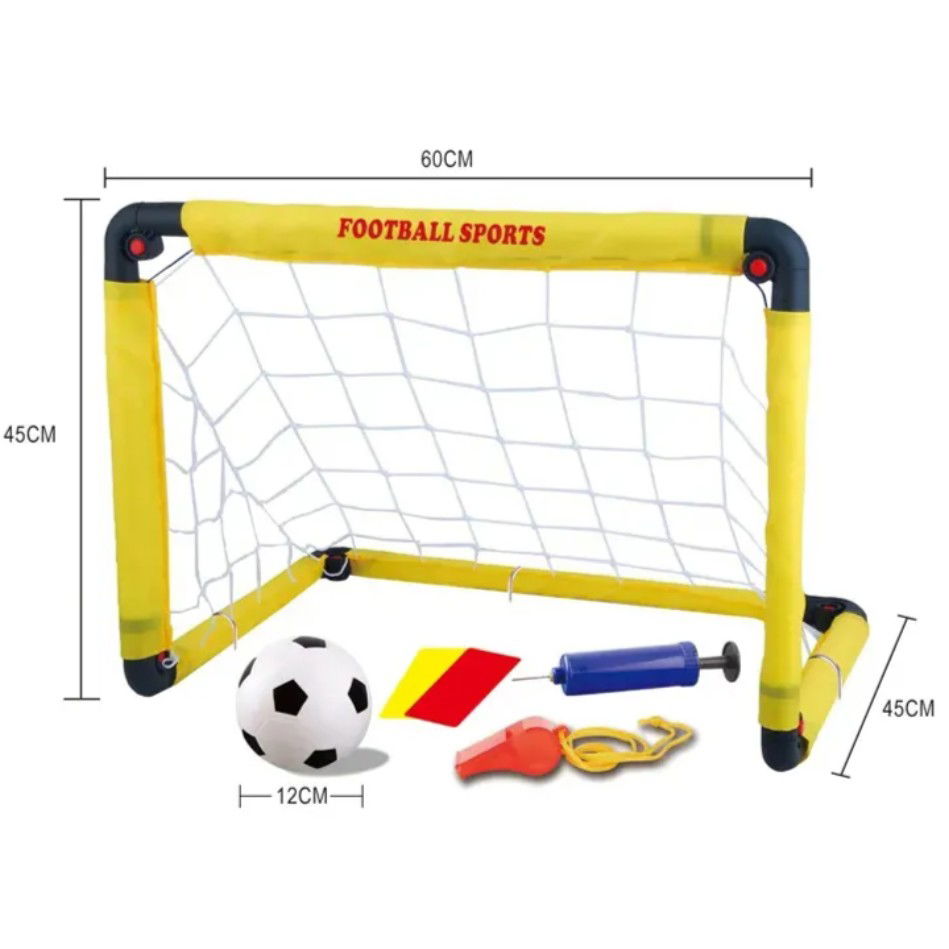 Set Poarta de Fotbal pentru Copii, Flippy, 45x60 cm, Minge, Cartonase, Pompa, Fluier, Interactiv, Distractiv, Galben [3]