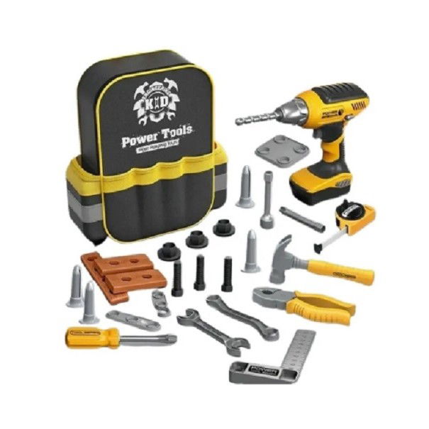 Set Scule de Jucarie pentru Copii, Flippy, Ghiozdan cu Bormasina si Accesorii Incluse, 28 Piese, Material Plastic Durabil, Interactiv, +3 Ani, 30.5x25x11 cm, Negru/Portocaliu [8]