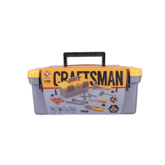 Trusa Scule si Unelte de Jucarie pentru Copii, Flippy, 19 Piese Material Plastic, Interactiv, +3 Ani, 27.5x15.5x13 cm, Gri/Portocaliu [6]