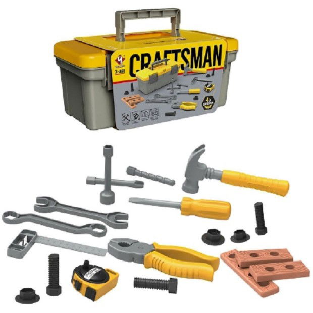 Jucarii - Trusa Scule si Unelte de Jucarie pentru Copii, Flippy, 19 Piese Material Plastic, Interactiv, +3 Ani, 27.5x15.5x13 cm, Gri/Portocaliu