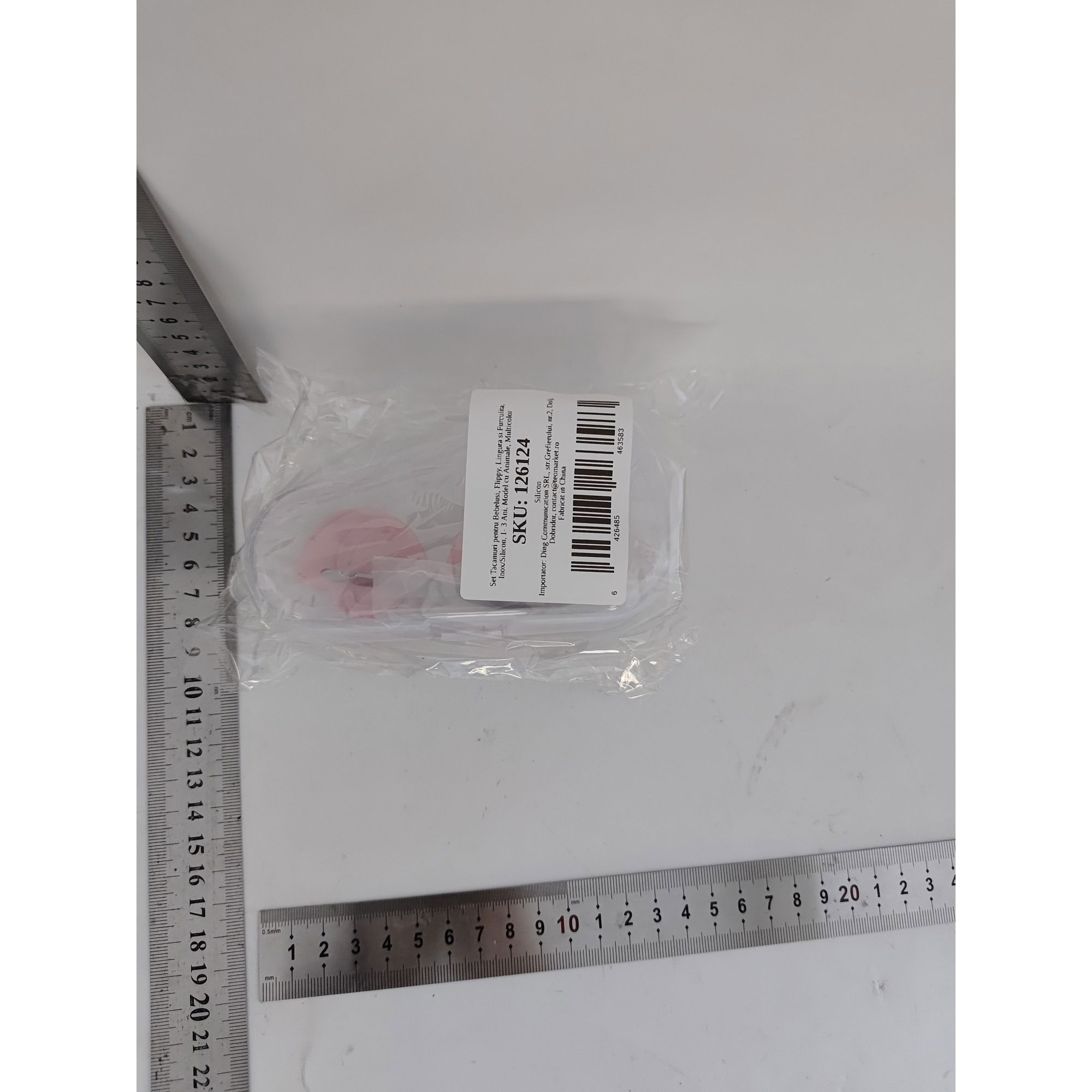 Set Tacamuri pentru Bebelusi, Flippy, Lingura si Furculita, Inox/Silicon, 1- 3 Ani, Model cu Animale, Multicolor [4]