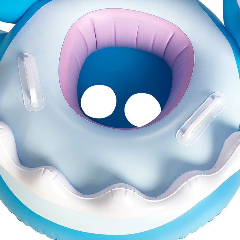 Colac de inot gonflabil pentru copii, Albastru, Model Rechin, 90 cm, Flippy [4]