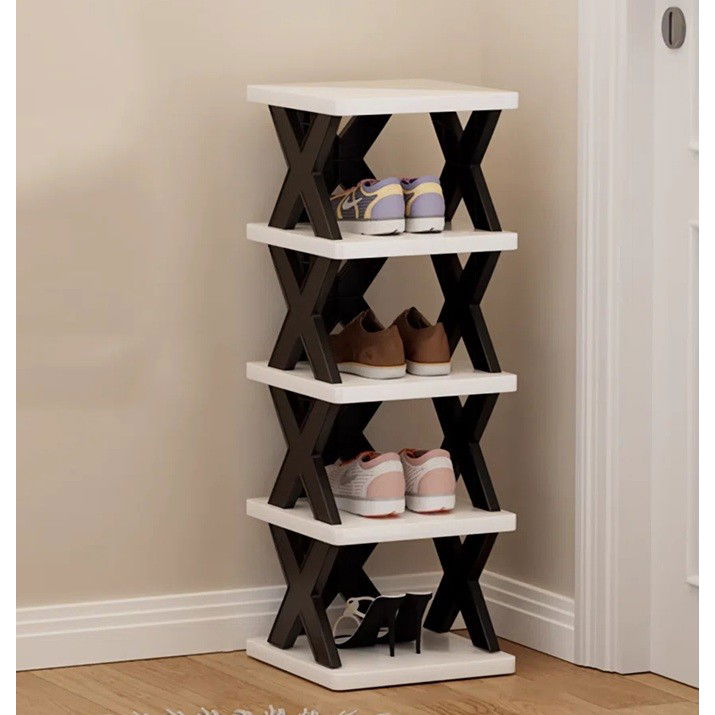 Organizator de Pantofi, Flippy, 5 Straturi, din ABS, Suport Modular, 65.5 x 24 x 26 cm, Negru/Alb [4]