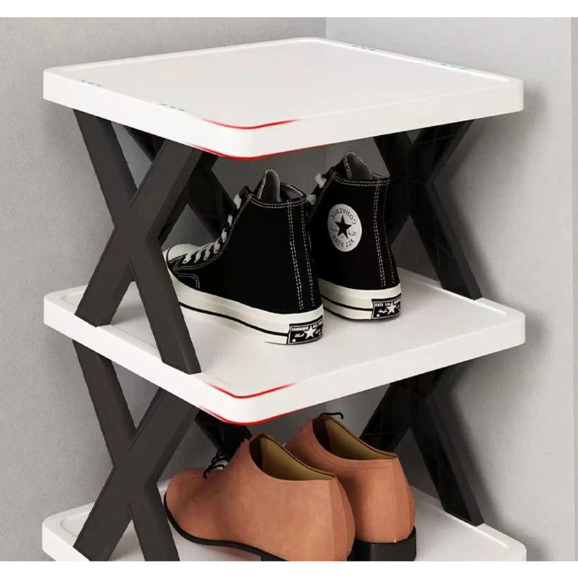 Organizator de Pantofi, Flippy, 5 Straturi, din ABS, Suport Modular, 65.5 x 24 x 26 cm, Negru/Alb [3]