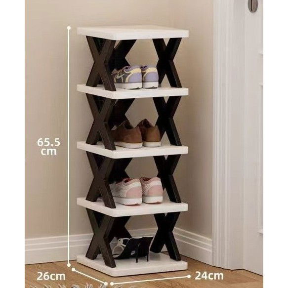 Organizatoare incaltaminte si imbracaminte - Organizator de Pantofi, Flippy, 5 Straturi, din ABS, Suport Modular, 65.5 x 24 x 26 cm, Negru/Alb