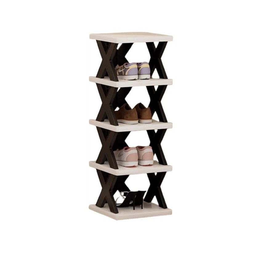 Organizatoare incaltaminte si imbracaminte - Organizator de Pantofi, Flippy, 5 Straturi, din ABS, Suport Modular, 65.5 x 24 x 26 cm, Negru/Alb