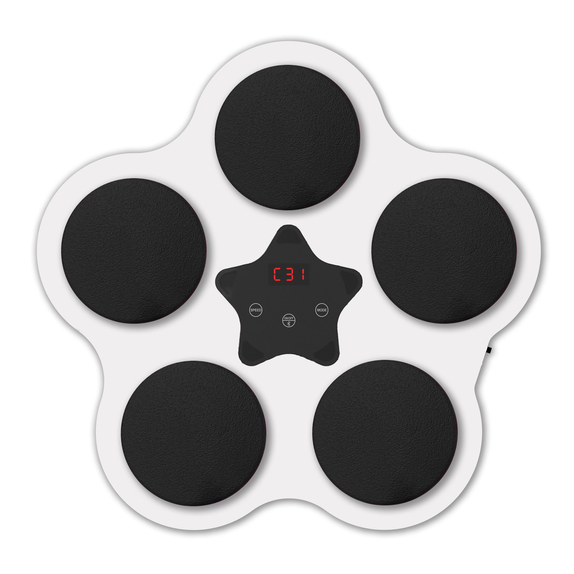 Jucarii interactive - Jucarie de Boxat cu Muzica si Lumini, Flippy, Bluetooth, Incarcare USB, Aplicare cu Ventuze, 5 Tinte, 40x38x8 cm, 930 g, Alb