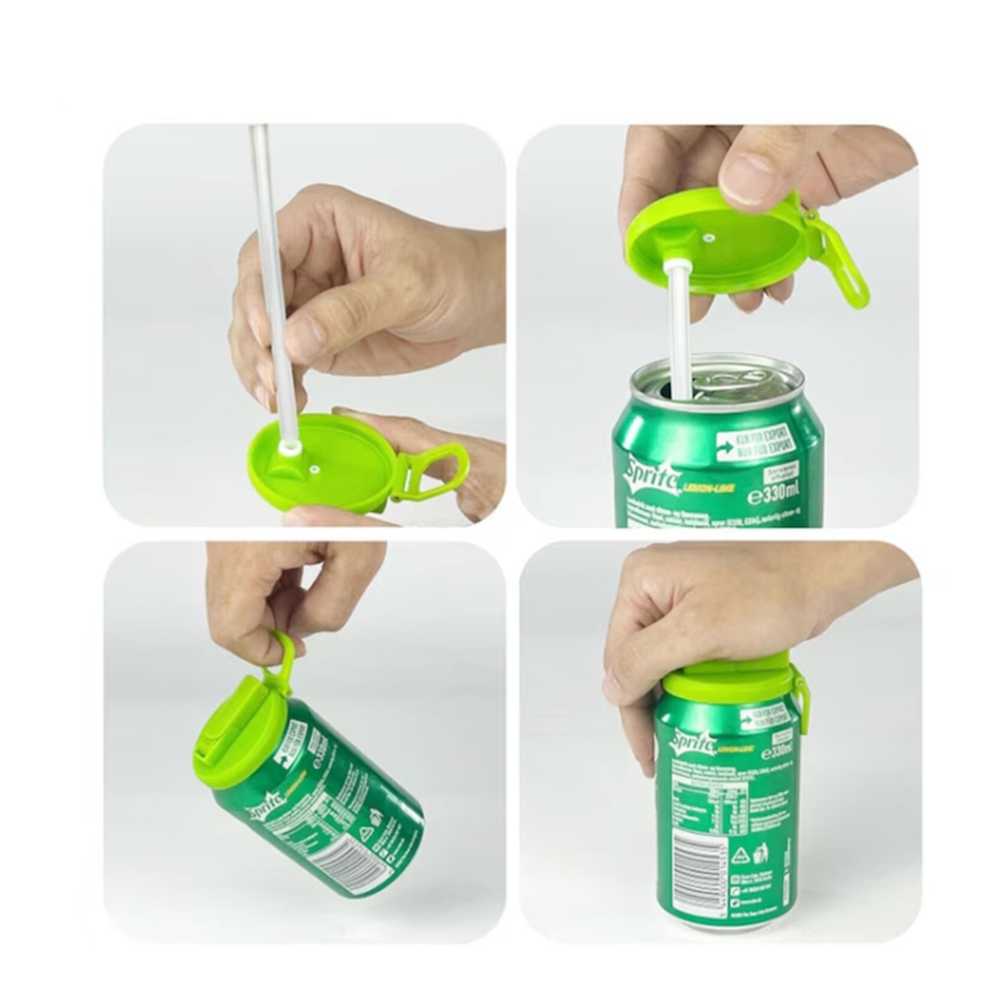 Capac Anti Varsare pentru Doze, Flippy, Model cu Pai Transparent, Reutilizabil, din Plastic, cu Maner Transportabil, 5.4 cm, Gri [6]