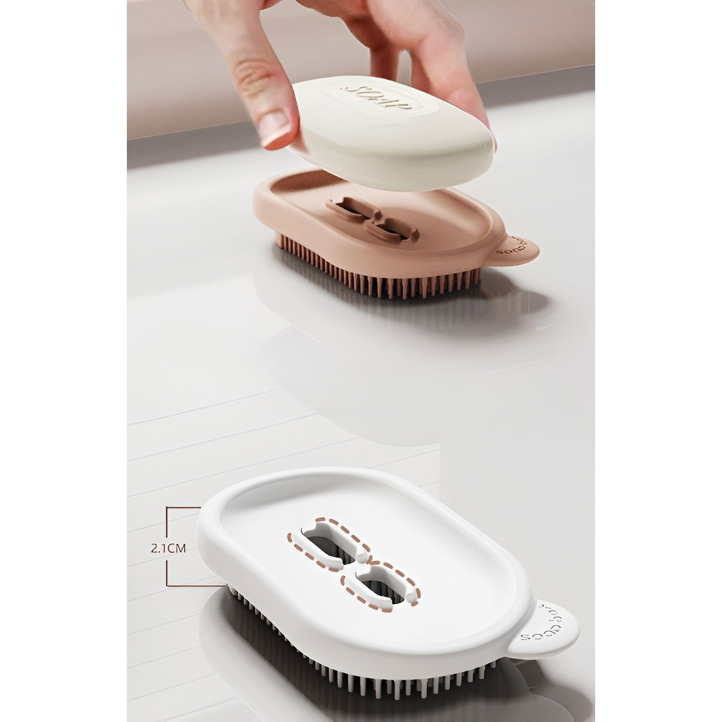 Sapuniera de Calatorie, Flippy, Suport pentru Sapun cu Scurgere a Apei, Recipient cu Capac Depozitare, Savoniera pentru Baie, 12.6x6.1x8.4cm, Roz [4]