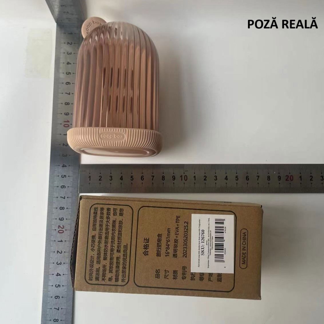 Sapuniera de Calatorie, Flippy, Suport pentru Sapun cu Scurgere a Apei, Recipient cu Capac Depozitare, Savoniera pentru Baie, 12.6x6.1x8.4cm, Roz [8]
