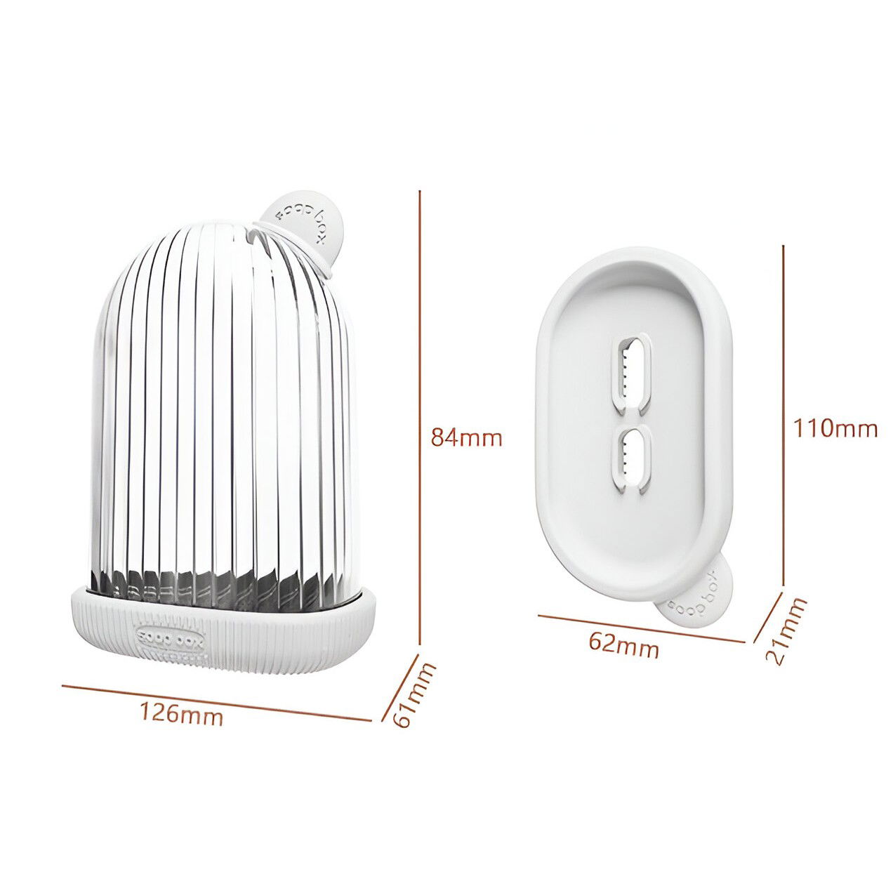 Sapuniera de Calatorie, Flippy, Suport pentru Sapun cu Scurgere a Apei, Recipient cu Capac Depozitare, Savoniera pentru Baie, 12.6x6.1x8.4cm, Alb [11]