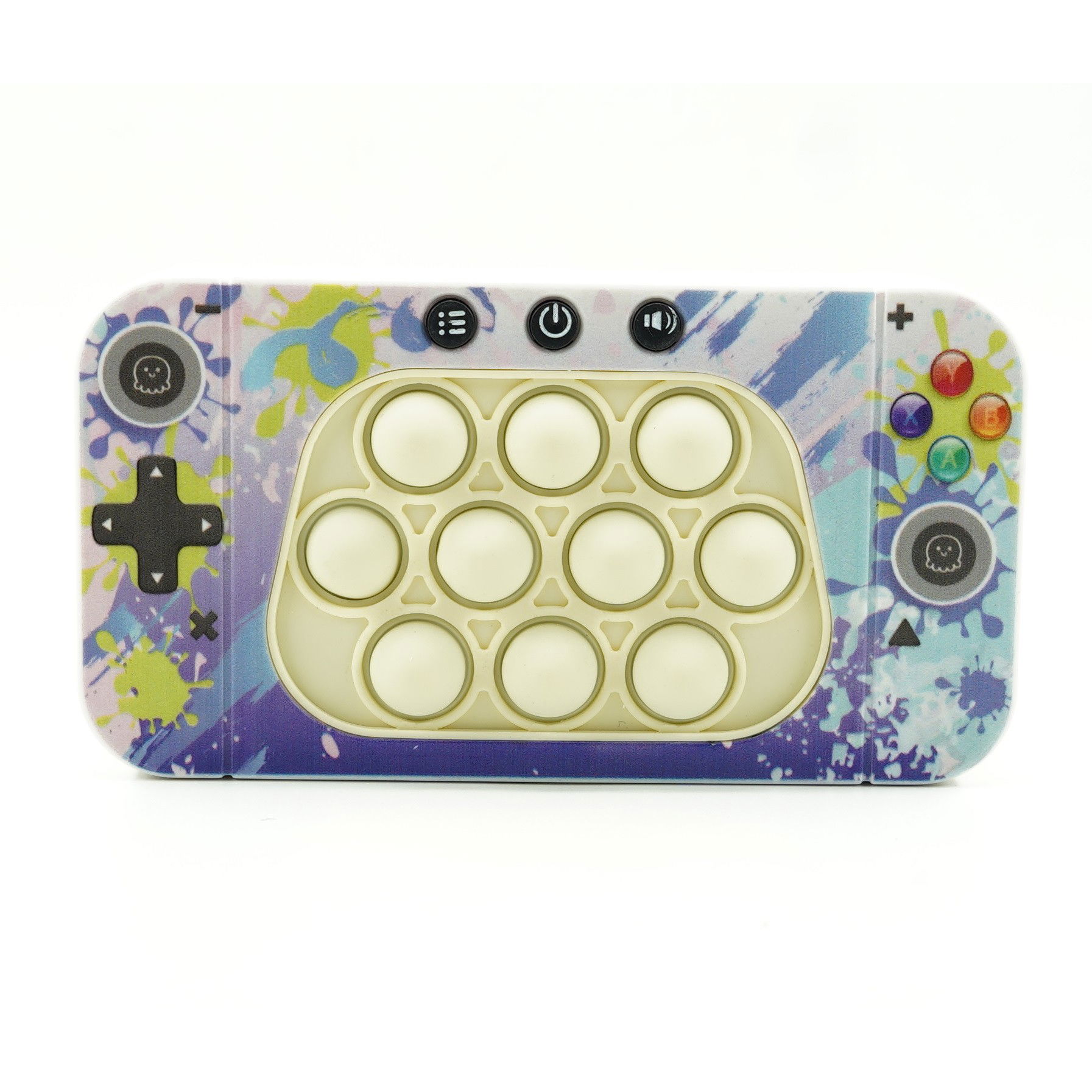 Console - Jucarie interactiva tip consola pentru copii Flippy, speed push whack-a-mole, joc de viteza pop it, material ABS/silicon, cu nivele, sunete si lumini, 15.5 x 7.6 x 5.3 cm, model culori, multicolor