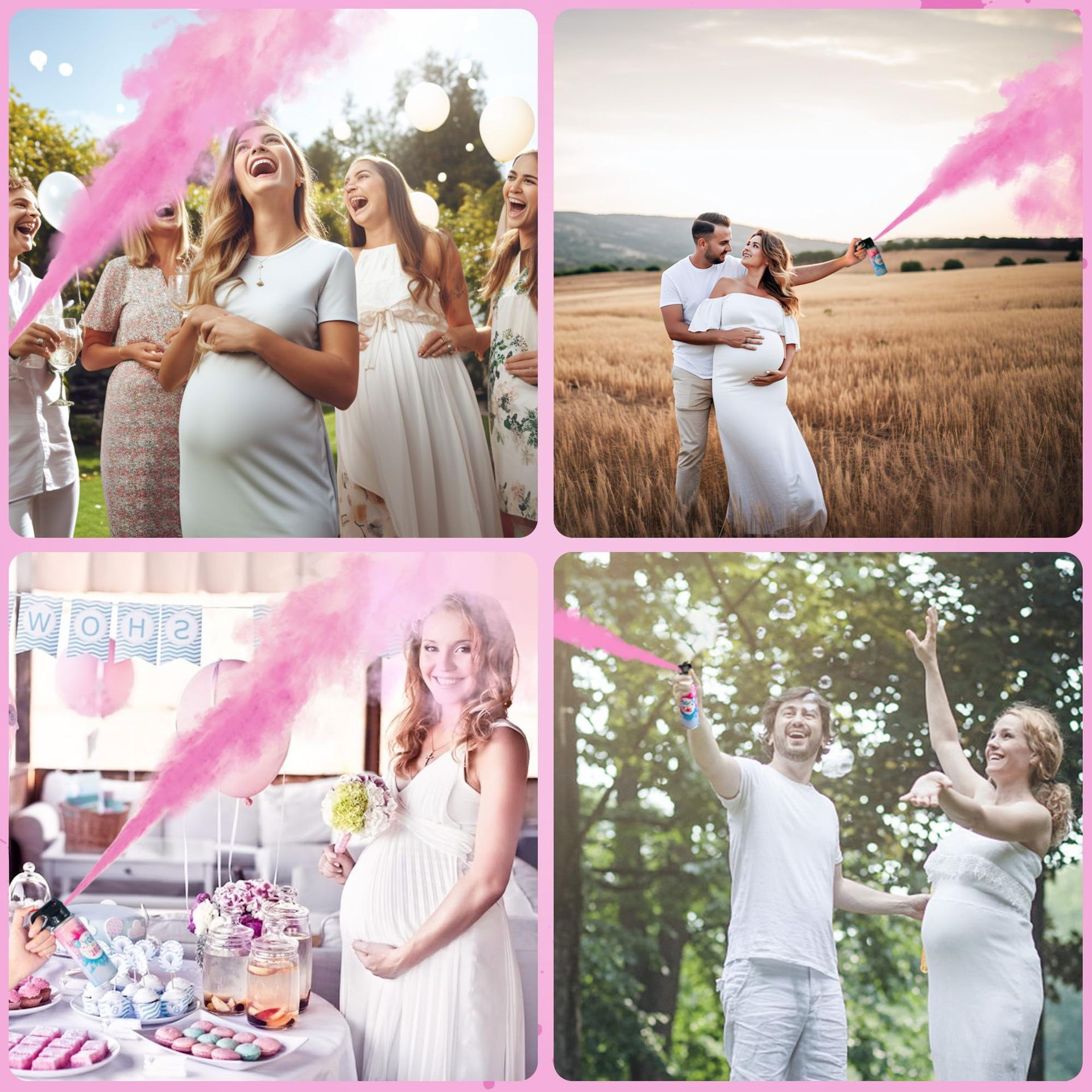 Spray Gender Reveal, Flippy, 260 ml, din Amidon de Porumb, Dezvaluire Gen Bebelusi, Roz [6]