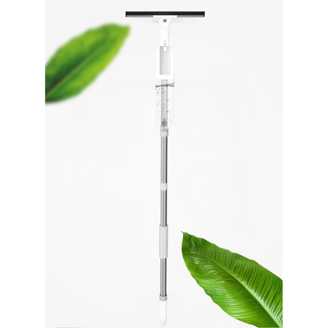 Stergator de Geamuri Flippy, cu Doua Fete, Tija Telescopica, cu Recipient de Lichid, Laveta din Microfibra, Racleta Silicon, 120 cm, Alb [5]