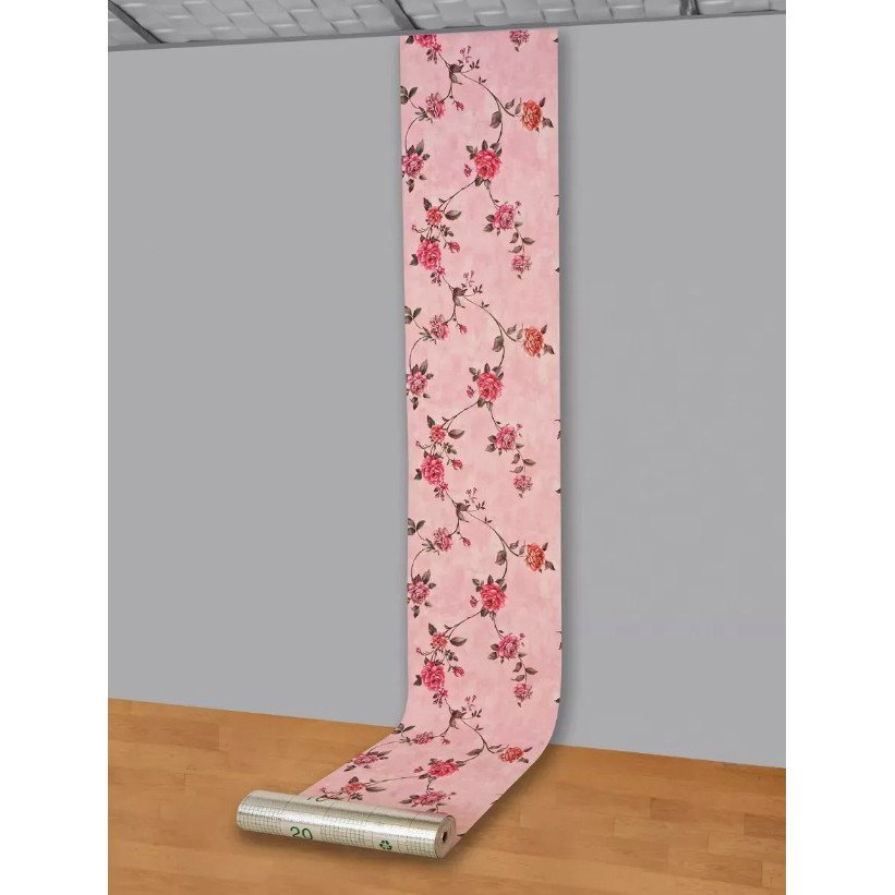 Rola Autoadeziva pentru Perete, Flippy, din Panza, 10 m, Rezistenta la Umezeala, 2.5 mm Grosime, Model Trandafiri, Roz [5]