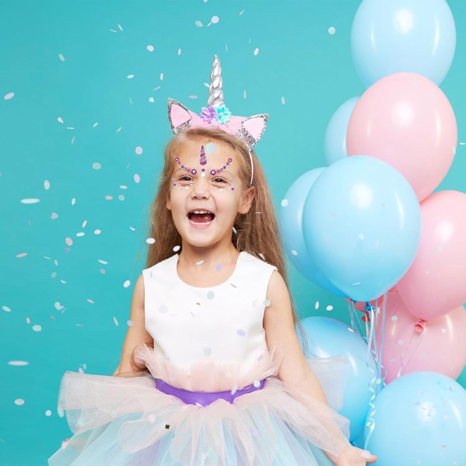 Sticker Temporar pentru Fata, Flippy, pentru Machiaj, Face Art, Halloween, Teatru, Model Unicorn, Multicolor [4]