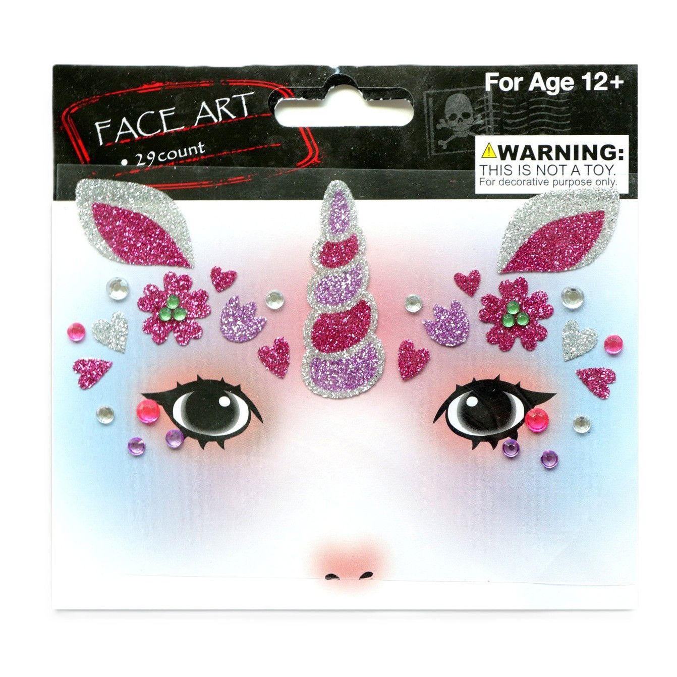 Costume si Deghizare - Sticker Temporar pentru Fata, Flippy, pentru Machiaj, Face Art, Halloween, Teatru, Model Unicorn, Multicolor