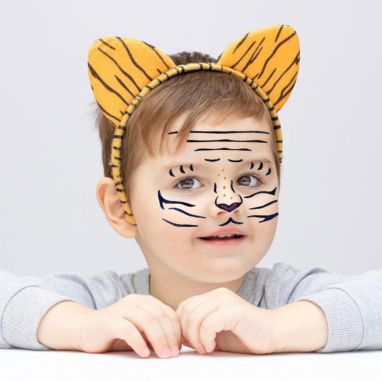 Costume si Deghizare - Sticker Temporar pentru Fata, Flippy, pentru Machiaj, Face Art, Halloween, Teatru, Model Leu, Portocaliu