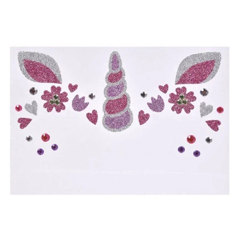 Costume si Deghizare - Sticker Temporar pentru Fata, Flippy, pentru Machiaj, Face Art, Halloween, Teatru, Model Unicorn, Multicolor