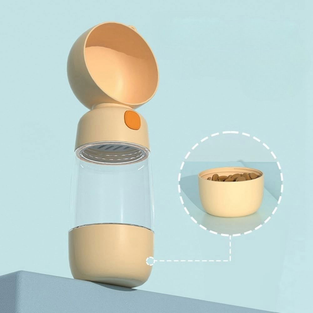 Sticla Animale, Flippy, Portabila, pentru Hrana si Apa, din ABS, 400 ml/182 ml, 25.5 x 8 x 9 cm, Galben [9]