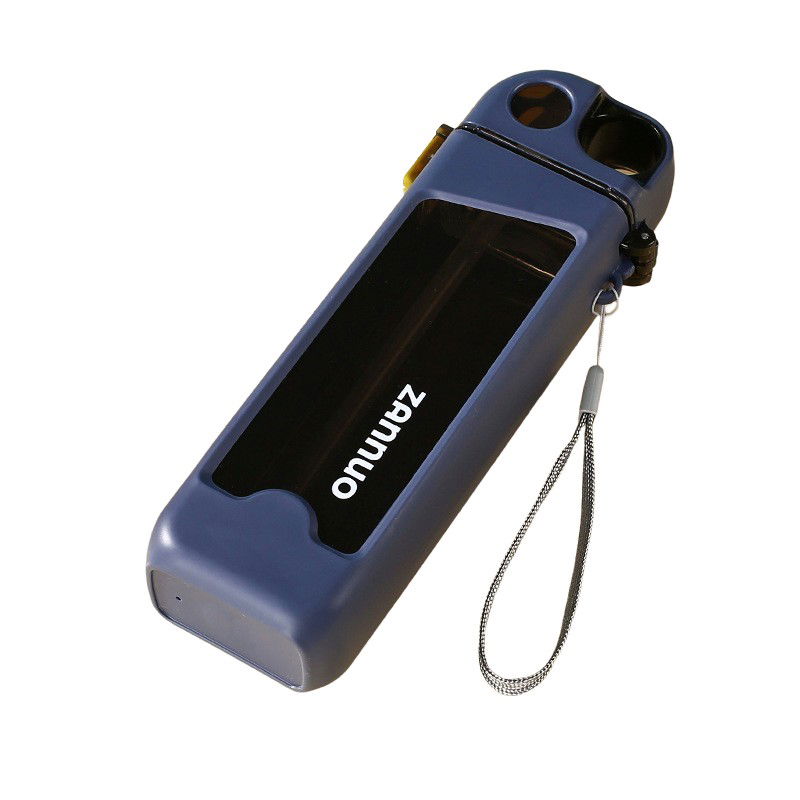 Pahare, Sticle si Cani - Sticla de Apa pentru Sport, Flippy, 350 ml, cu Pai si Capac, 23x7x4.4 cm, Buton de Blocare, din PC, Albastru