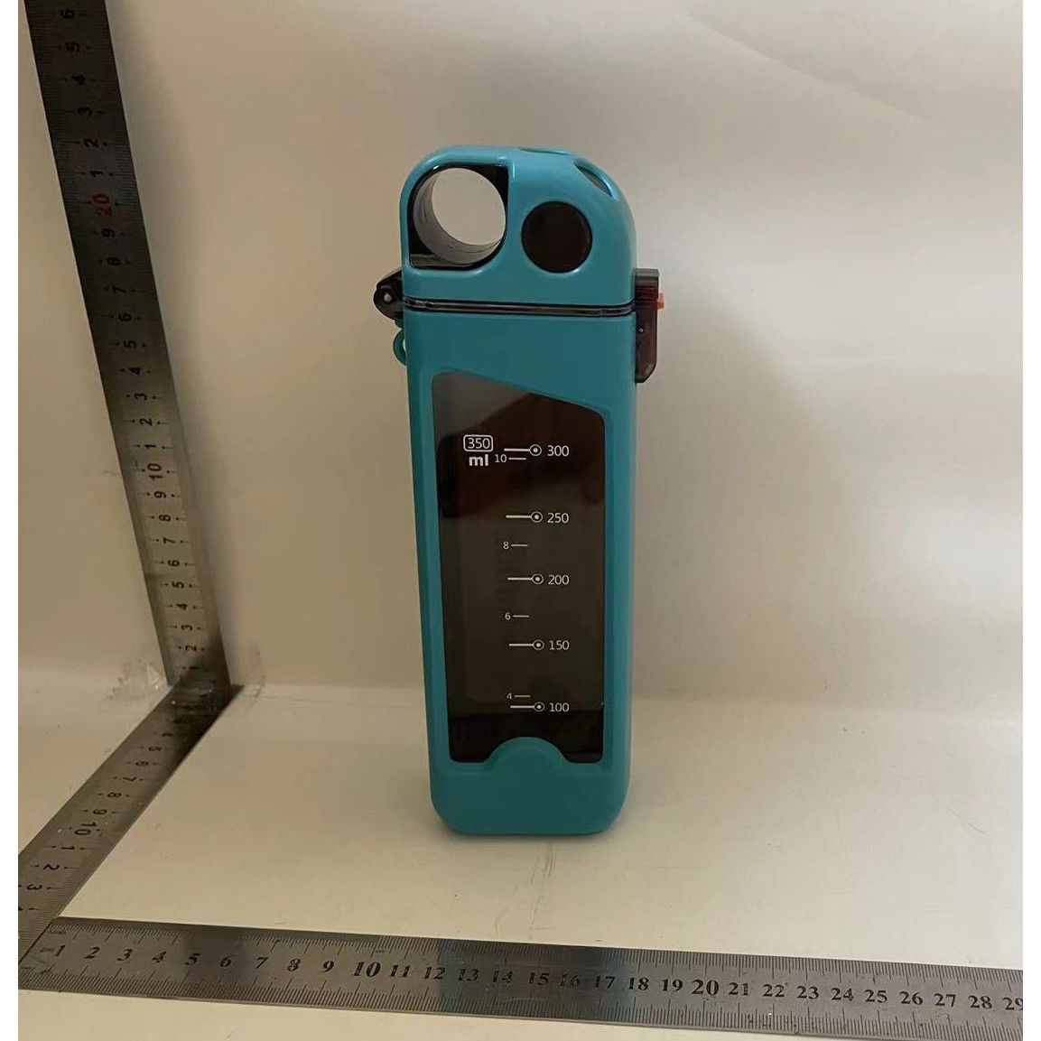 Pahare, Sticle si Cani - Sticla de Apa pentru Sport, Flippy, 350 ml, cu Pai si Capac, 23x7x4.4 cm, Buton de Blocare, din PC, Bleu