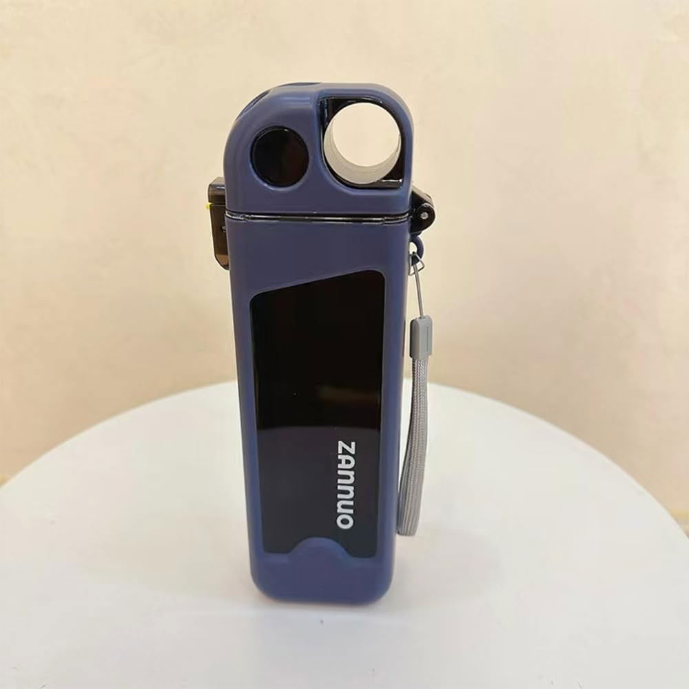 Sticla de Apa pentru Sport, Flippy, 350 ml, cu Pai si Capac, 23x7x4.4 cm, Buton de Blocare, din PC, Albastru [3]