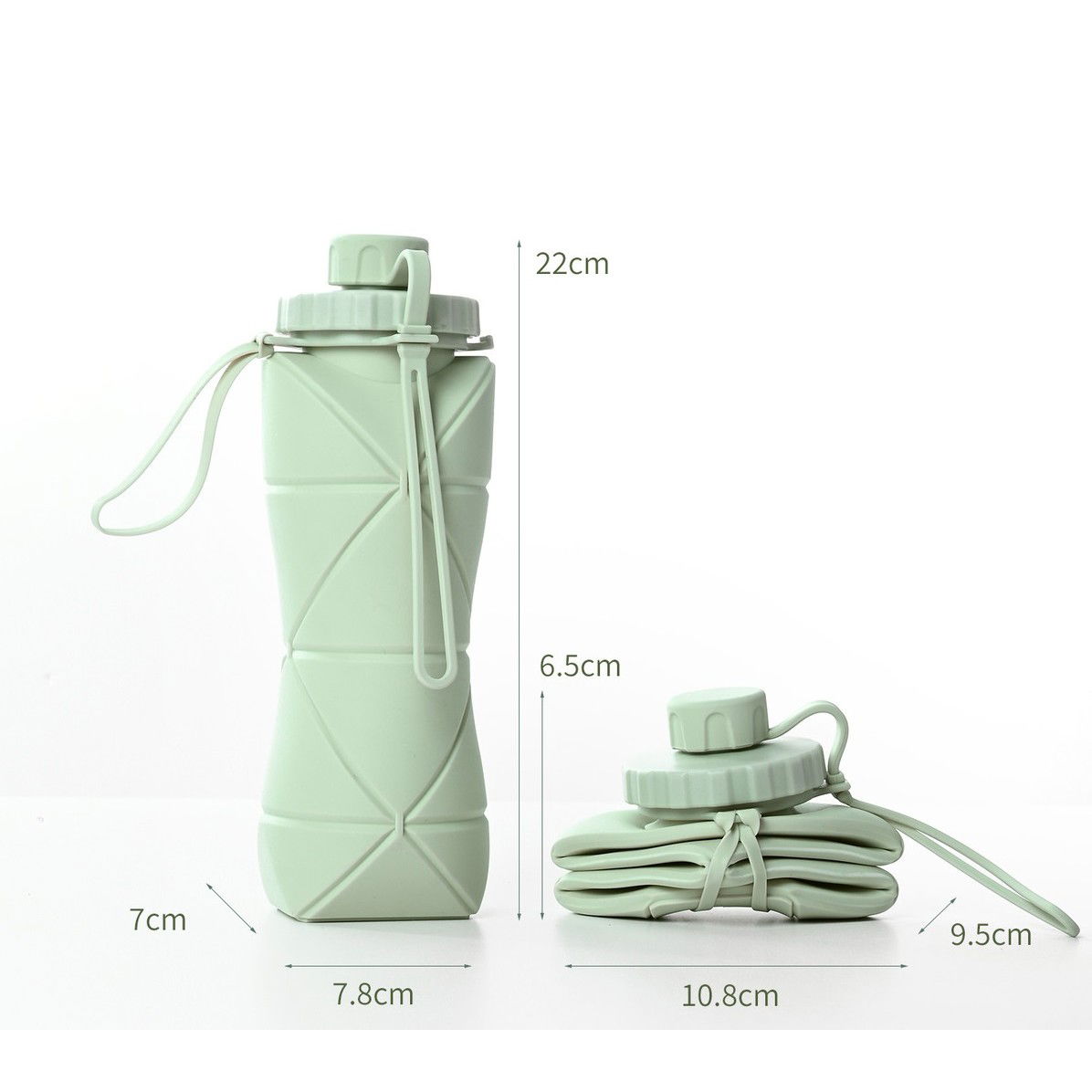 Sticla de apa pliabila Flippy, din silicon,reutilizabila, rezistenta la temepreturi ridiate, usor de depozitat si carat, 22 x 7.8 cm, 600 ml, verde [6]