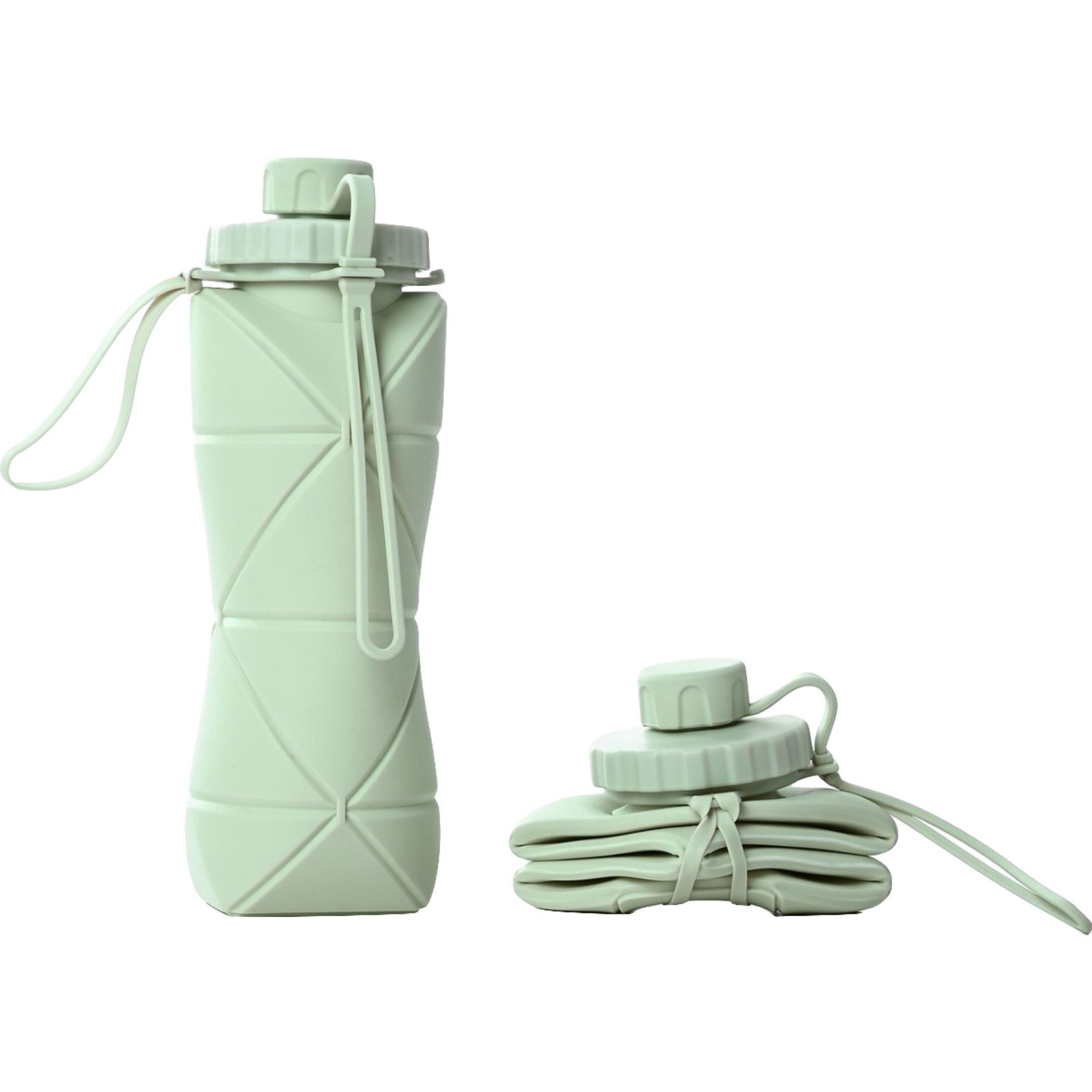 Pahare, Sticle si Cani - Sticla de apa pliabila Flippy, din silicon,reutilizabila, rezistenta la temepreturi ridiate, usor de depozitat si carat, 22 x 7.8 cm, 600 ml, verde