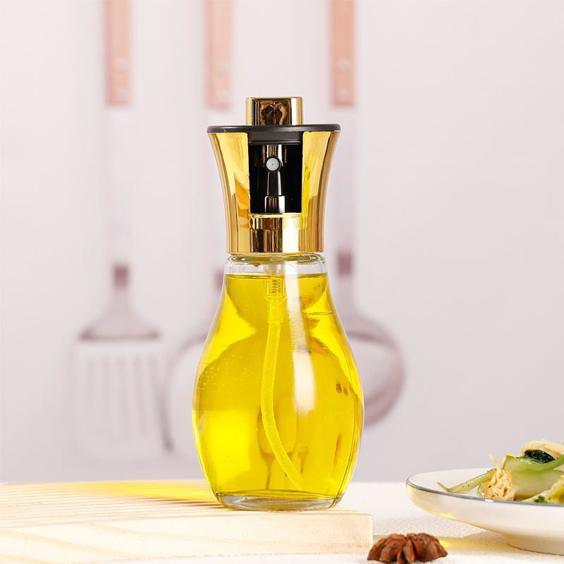 Sticla de ulei cu Pulverizator, Flippy, Sticla pentru Lichide de Bucatarie, Otet, Sos, 16.7 x 5.2 cm, Volum 200 ml, Gold [4]