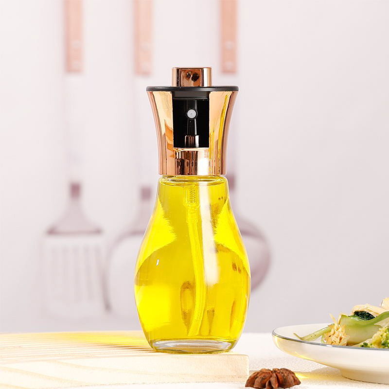 Sticla de ulei cu Pulverizator, Flippy, Sticla pentru Lichide de Bucatarie, Otet, Sos, 16.7 x 5.2 cm, Volum 200 ml, Roz Gold [3]