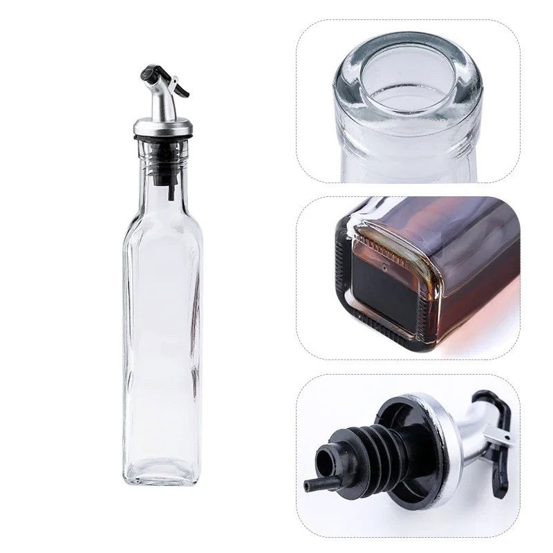 Organizatoare si Depozitare Bucatarie - Sticla de Ulei de Masline, Flippy, Sticla etansa pentru Lichide de Bucatarie, Sticla pentru Uleiuri, Sosuri, Otet, Capac din Inox Dozator, 30 x 6 cm, volum 500 ml, Transparent 