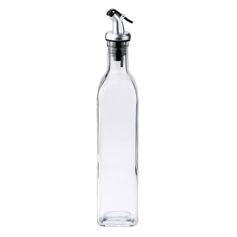 Organizatoare si Depozitare Bucatarie - Sticla de Ulei de Masline, Flippy, Sticla etansa pentru Lichide de Bucatarie, Sticla pentru Uleiuri, Sosuri, Otet, Capac din Inox Dozator, 30 x 6 cm, volum 500 ml, Transparent 