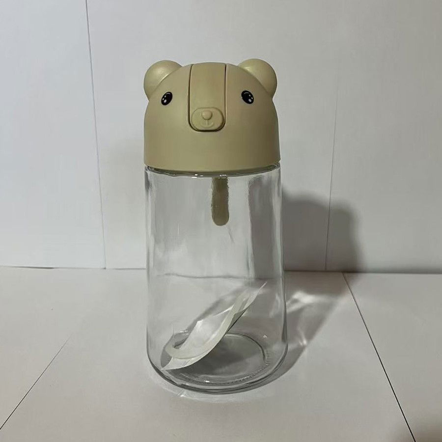 Recipient de ulei, Flippy, Model Ursulet, Sticla pentru Lichide de Bucatarie, Inchidere Deschidere Automata, 18.5 x 13 cm, Volum 630 ml, Bej [4]