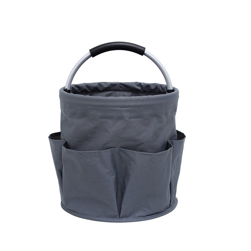 Corturi Evenimente si Articole Camping - Geanta Cos pentru Scule de 17L, Flippy, Buzunare Exterioare, Cos de Picnic Portabil, Cos pentru Plaja, Cos pentru Curatenie, din Material Oxford 600 D, 28 x 28 x 28 cm Gri inchis