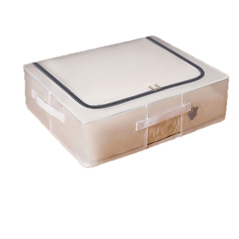 Pentru casa - Cutie de Depozitare, Flippy, pentru Pantofi Haine, din Plasa PVC Impermeabila si Manere Laterale, Pliabila, Fermoar Bidirectional, 50 x 40 x 15 cm, Transparenta