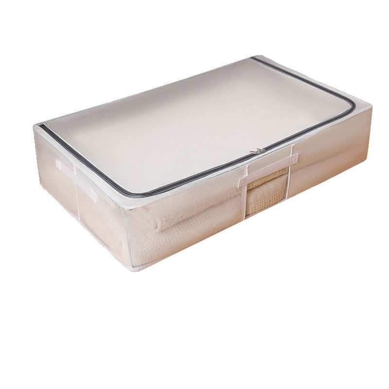 Pentru casa - Cutie de Depozitare, Flippy, pentru Haine, Incaltaminte, din Plasa PVC Impermeabila si Manere Laterale, Pliabila, Fermoar Bidirectional, 80 x 47 x 18 cm, Transparenta