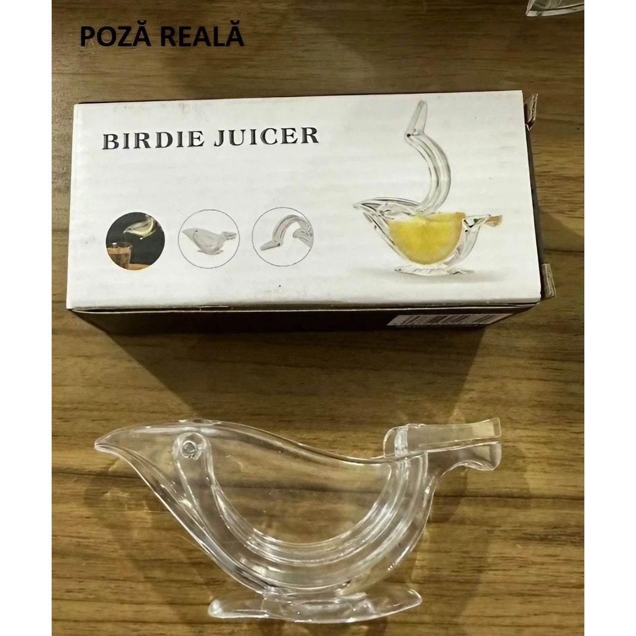 Storcator de Citrice Manual, Flippy, Rezistente, Usor de Folosit si Depozitat, Durabil, Calitativ, 12x5cm, Model Pasare, Transparent [7]