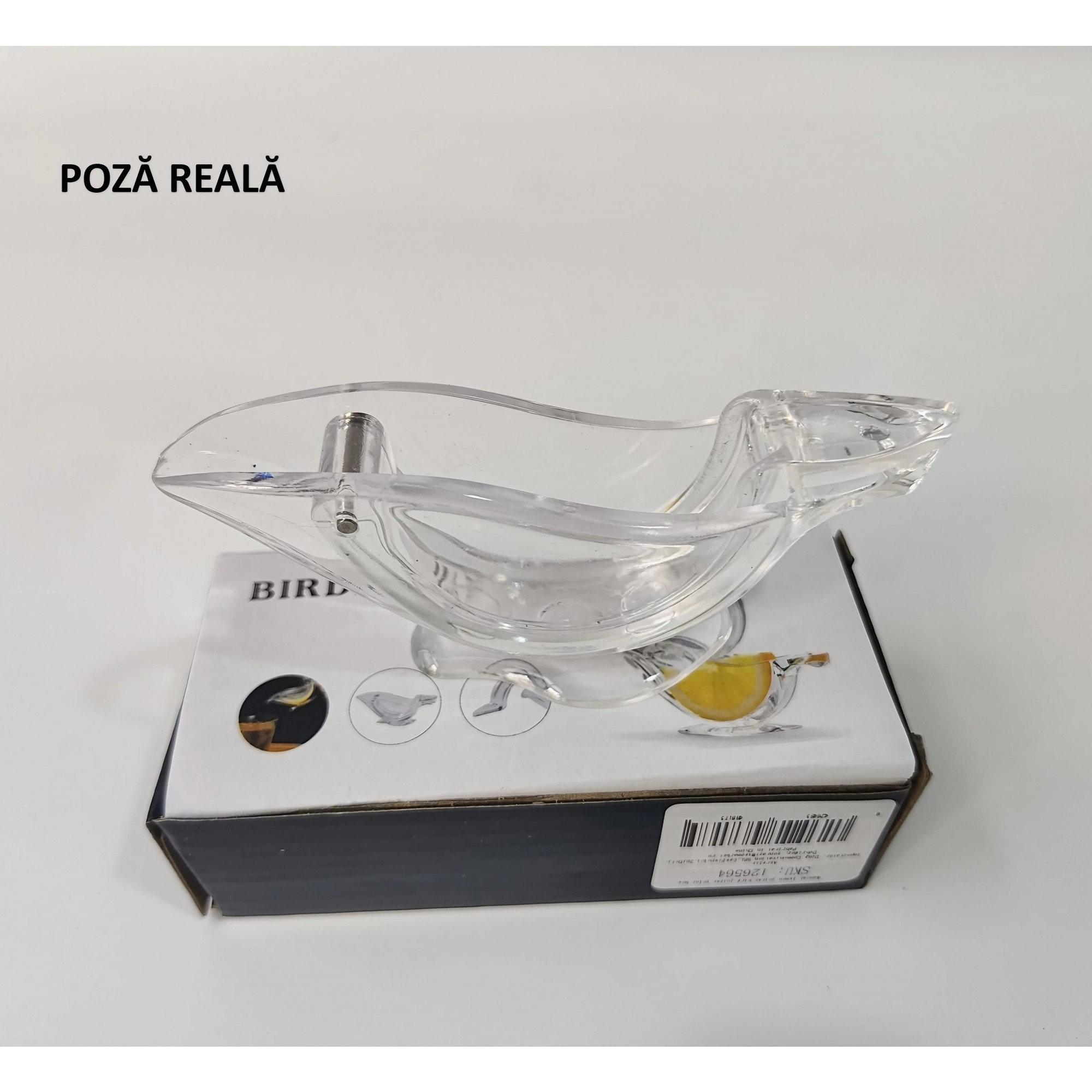 Storcator de Citrice Manual, Flippy, Rezistente, Usor de Folosit si Depozitat, Durabil, Calitativ, 12x5cm, Model Pasare, Transparent [8]