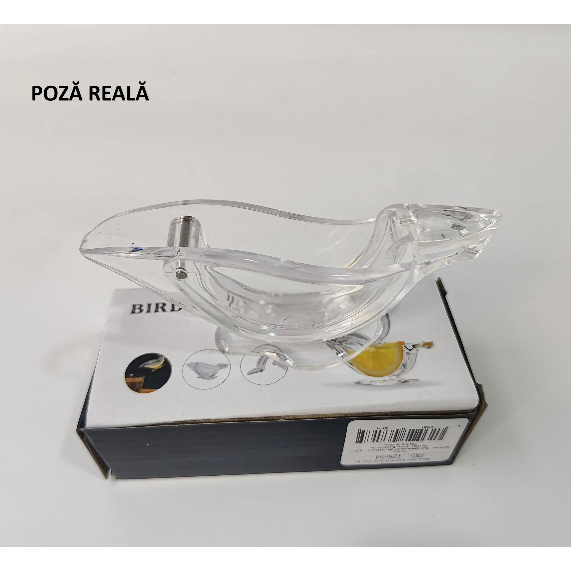 Storcator de Citrice Manual, Flippy, Rezistente, Usor de Folosit si Depozitat, Durabil, Calitativ, 12x5cm, Model Pasare, Transparent [8]