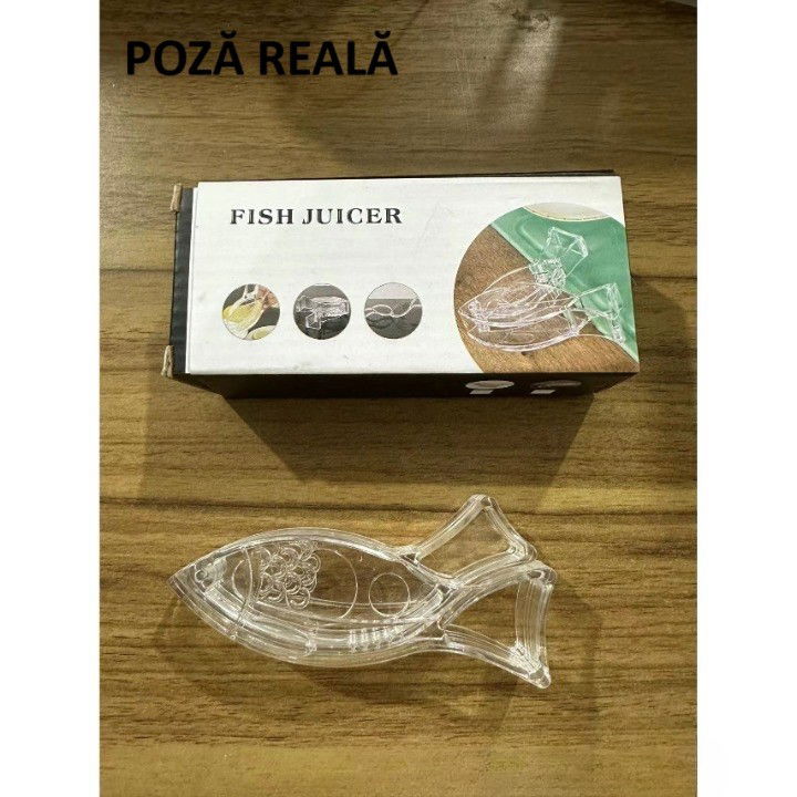 Storcator de Citrice Manual, Flippy, Rezistente, Usor de Folosit si Depozitat, Durabil, Calitativ, 12x5.2 cm, Model Peste, Transparent [11]