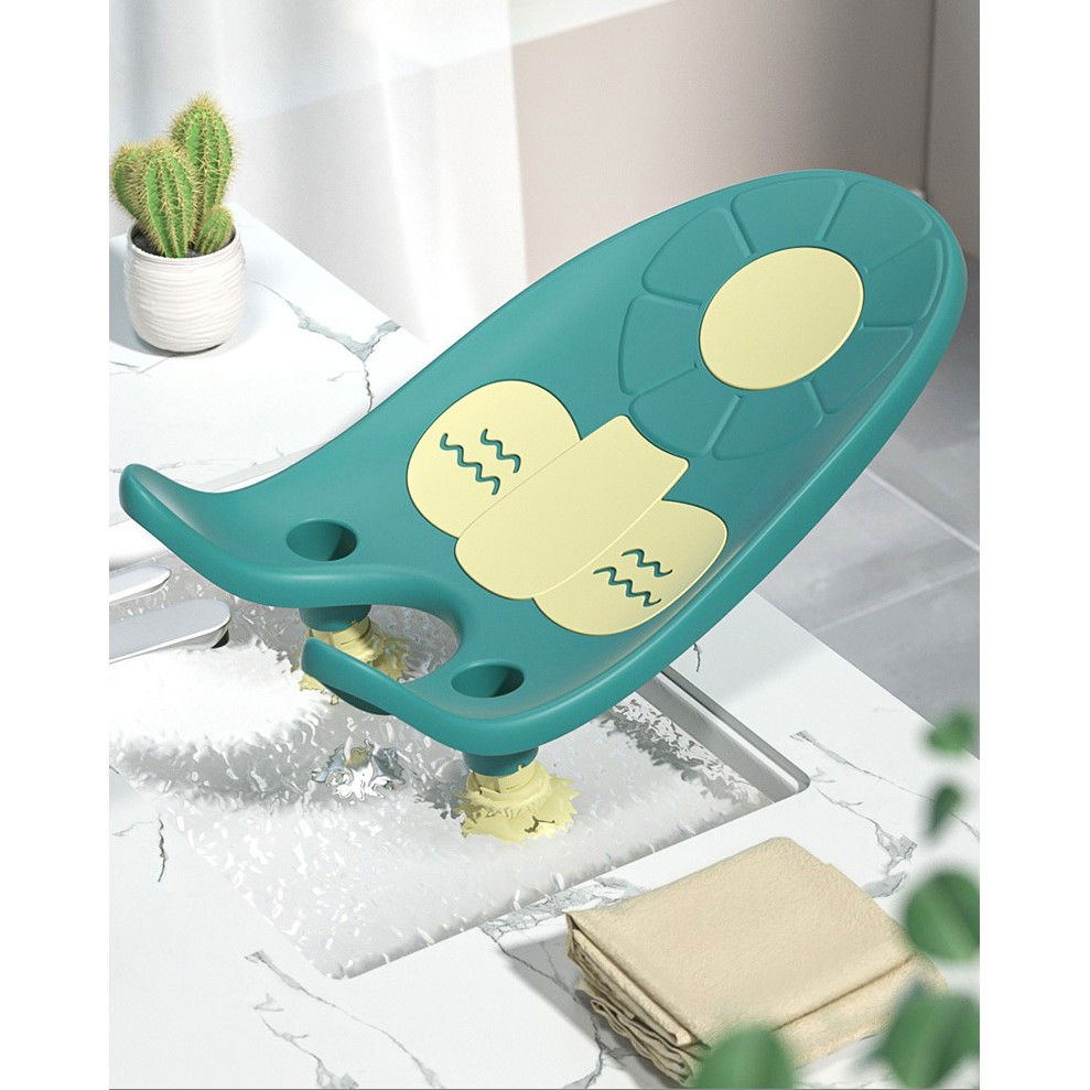 Suport de Baie Bebelusi, Flippy, 0-12 luni, Montare pe Chiuveta/Lavoar/Cada, Ventuze Antiderapante cu Intaltime Reglabila, 50 x 24 x 12.5 cm, Verde [5]