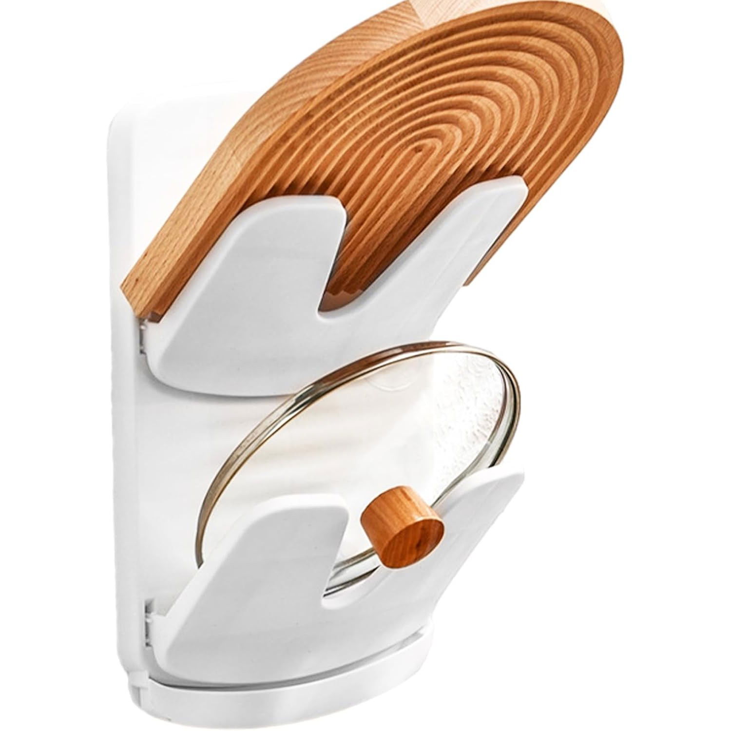 Pentru casa - Suport de Bucatarie, Flippy, pentru Capace/Tocatoare, din Plastic, Colectare Apa Scursa, Montare fara Perfoarare, 33.3 x 20.7 x 3.5 cm, Alb