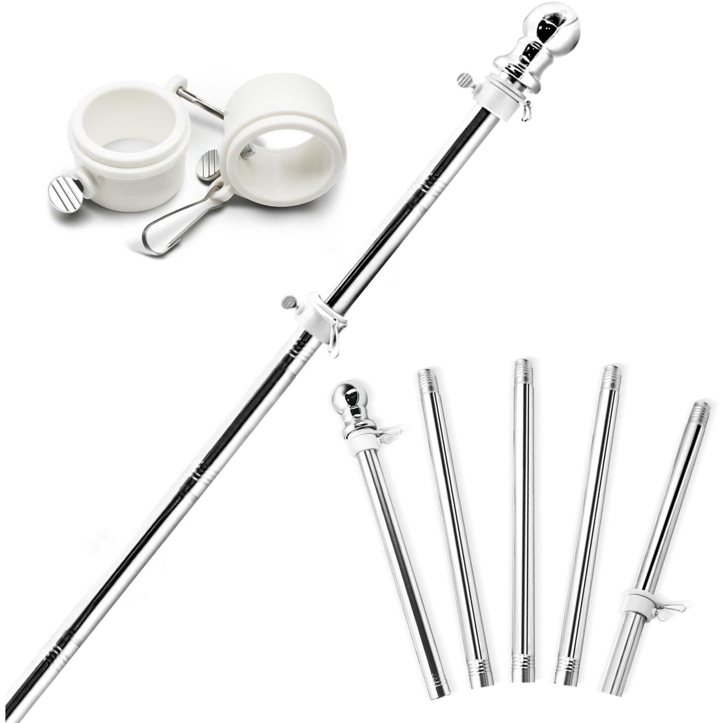 50 - 100 LEI - Suport de Steag, Flippy, 180 cm, Argintiu