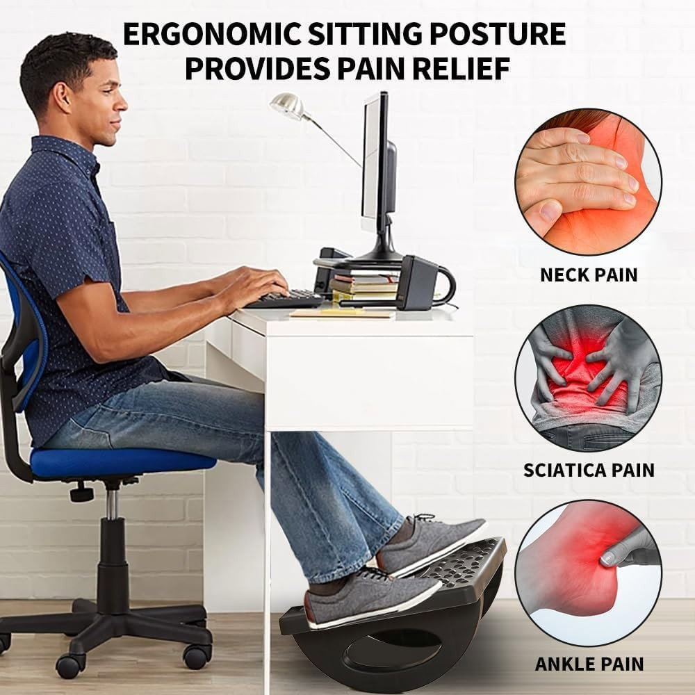 Suport Ergonimic pentru Picioare, Flippy, Plastic, cu Role de Masaj pentru Talpi, pentru Birou, Usor de Transportat, Detasabil, 33.5x24x12 cm, Negru [6]